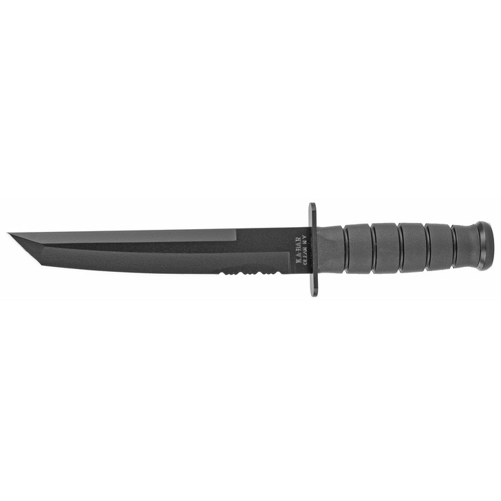 KABAR KA-BAR  Tanto  8" Fixed Blade Knife  Tanto Point  Combo Edge  1095 Cro-Van/Black  Black Kraton G  Glass Filled Nylon Sheath 1245