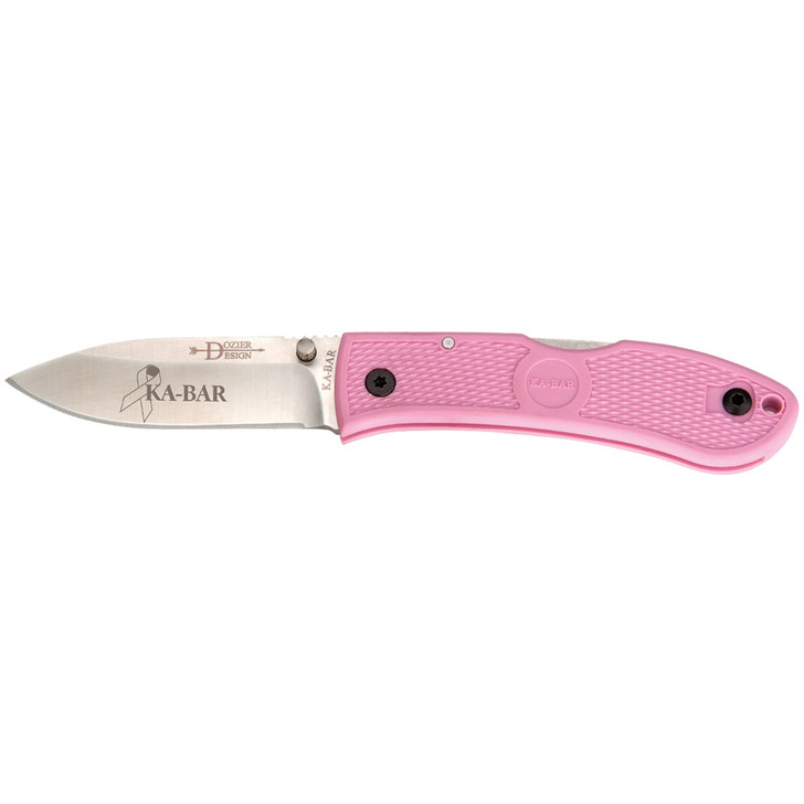 KABAR Dozier  Hunter  4.25" Folding Knife  Hunter  Plain Edge  AUS 8A/Satin  Pink Zytel  Dual Thumb Stud/Pocket Clip  National Breast Cancer Foundation 4062PK