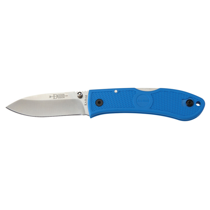 KABAR Dozier  Folding Knife  3"  AUS 8A/Stainless  Zytel/Blue  Plain  Hunter  Thumb Stud/Reversible Pocket Clip 4062BL