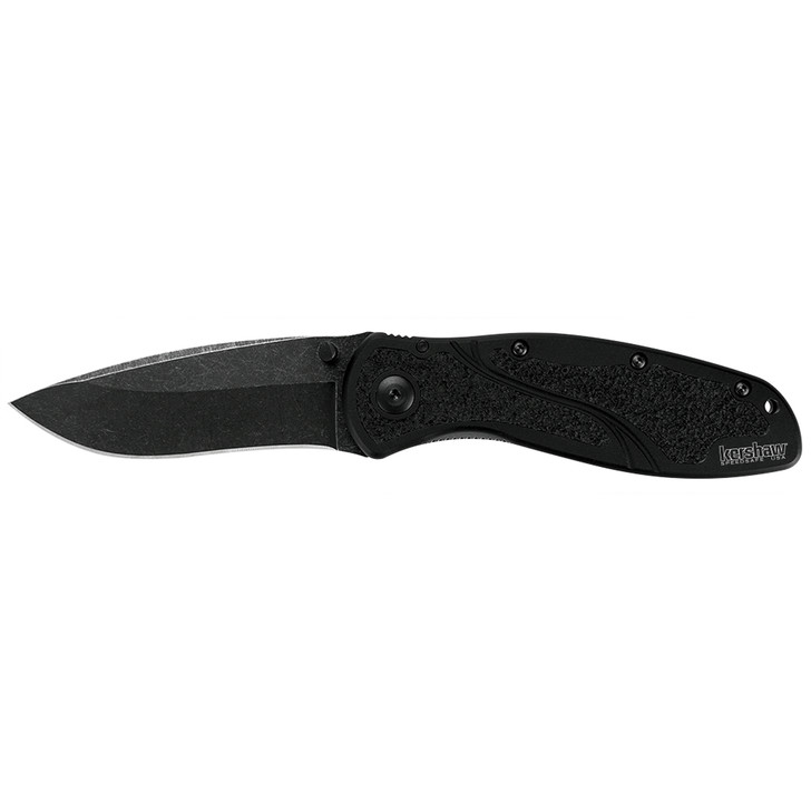 Kershaw Blur  3.4" Folding Knife/Assisted  Drop Point  Plain Edge  Anodized Aluminum Frame  BlackWash Finish  with Thumb Stud/Pocket Clip 1670BW