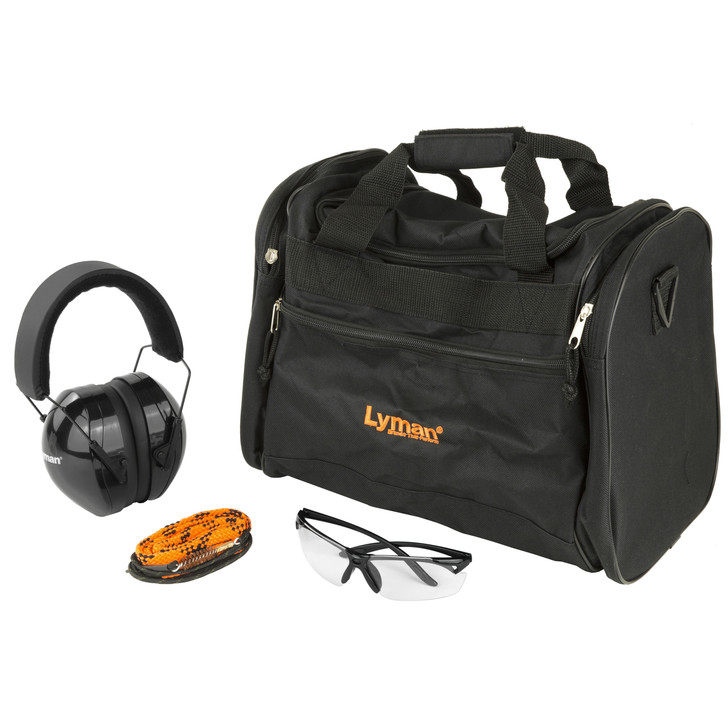 Lyman Range Kit  Includes Hearing and Eye Protection  Range Bag  and QwikDraw Barrel Cleaner 7837820
