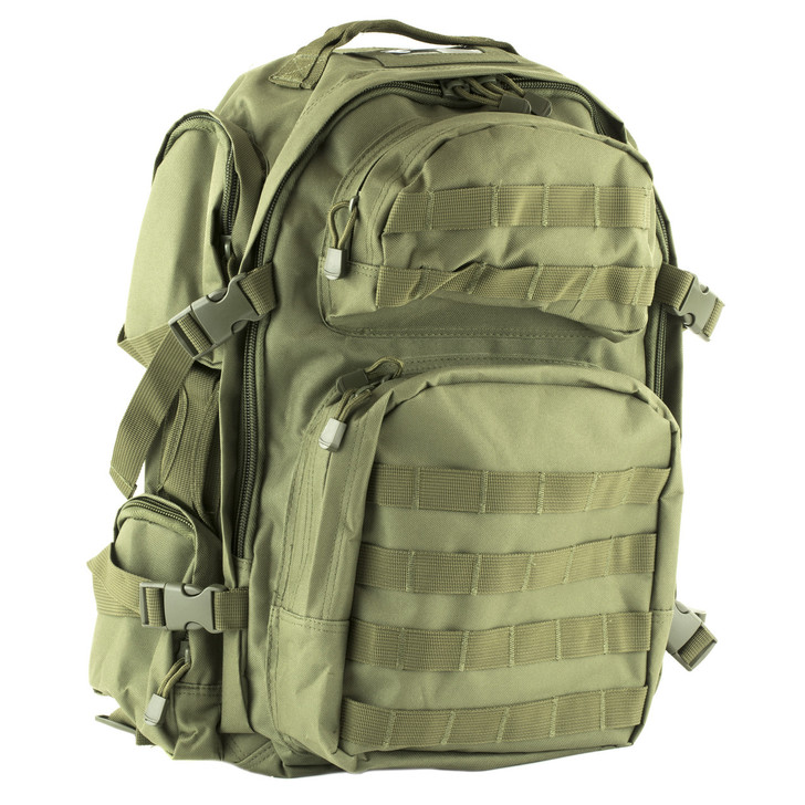 NCSTAR Tactical Backpack  18" x 12" x 6" Main Compartment  Nylon  Green  Adjustable Shoulder Straps  Exterior PALS/ MOLLE Webbing  Hydration Bladder Compatible CBG2911