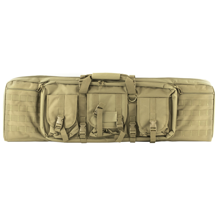 NCSTAR Double Carbine Case  42" Rifle Case  Nylon  Tan  Exterior PALS Webbing  Interior Padded with Thick Foam  Accommodates two Rifles CVDC2946T-42