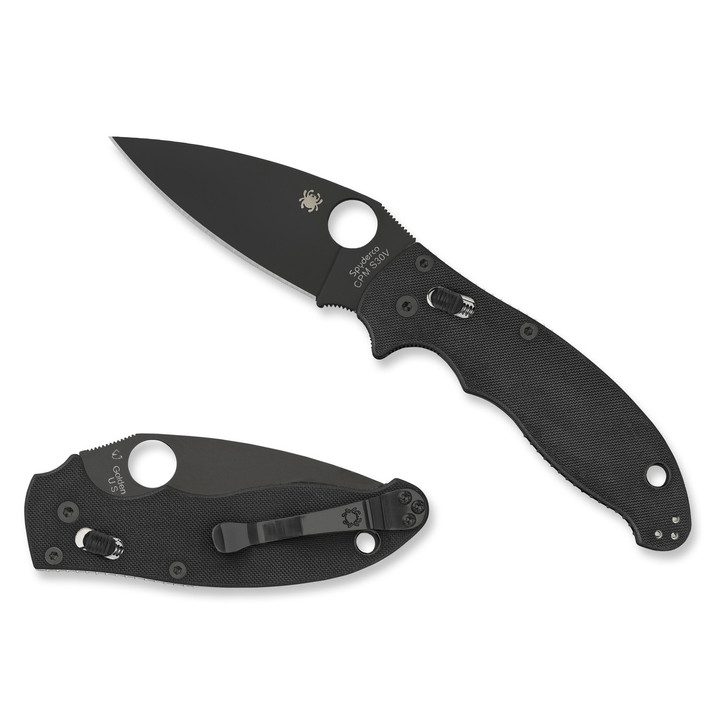 Spyderco Manix 2 Folding Knife  Plain Edge  Black Blade  Black CPM-S30V Handle  Black Finish C101GPBBK2