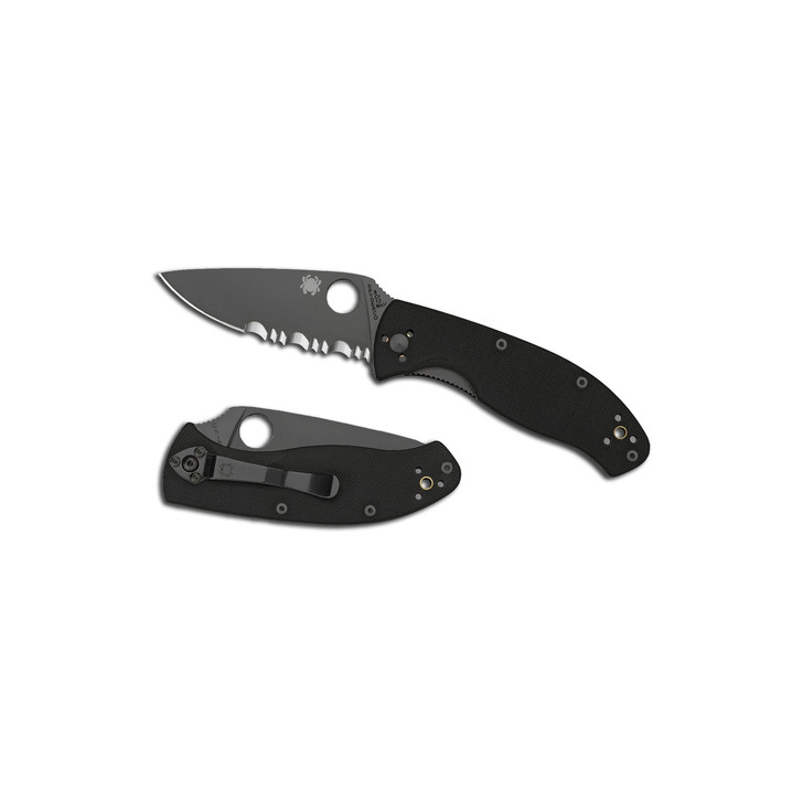 Spyderco Tenacious  Folding Knife  8Cr13MoV/Satin  Combo  Circle Thumb Hole/Pocket Clip  3.438"  Black G10  Box C122GPS