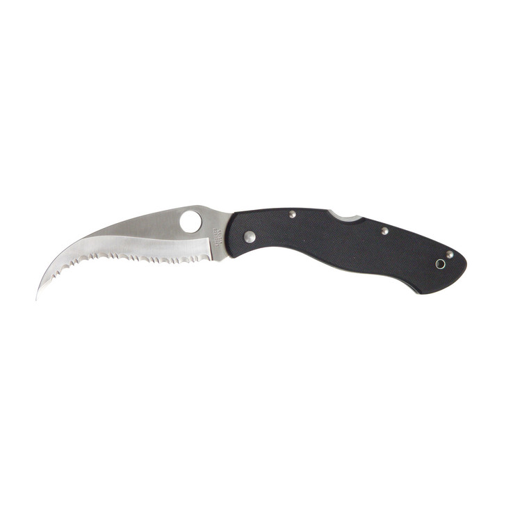 Spyderco Civilian  4.125" Folding Knife  Reverse S  SpyderEdge Edge  VG10/Satin  Black G10  Circle Thumb Hole/Pocket Clip C12GS