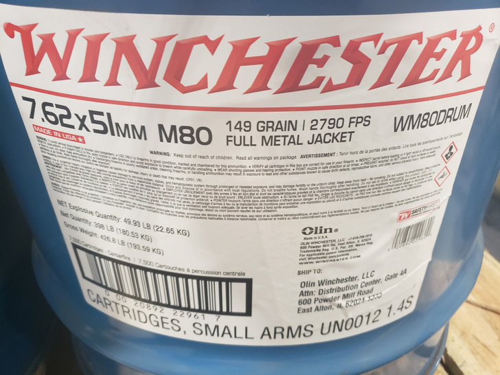 Winchester  7.62x51MM M80 149GR Nato FMJ - 100RDs