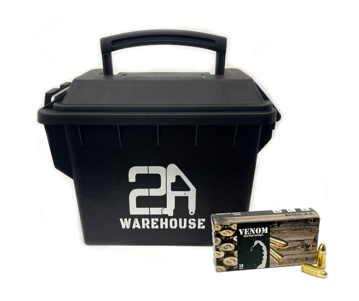 VENOM 9MM 115GR Full Metal Jacket - Brass - 350 Rounds - Free AMMO CAN