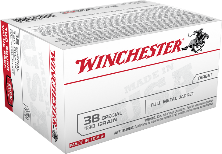 Winchester .38 Special 130GR FMJ - USA38SPVP - 100 Round Bulk Pack