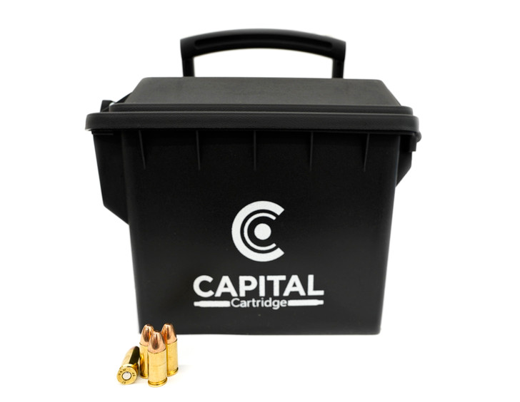 Capital Cartridge 9MM 124GR FMJ - REMAN Brass - 250rds - FREE AMMO CAN