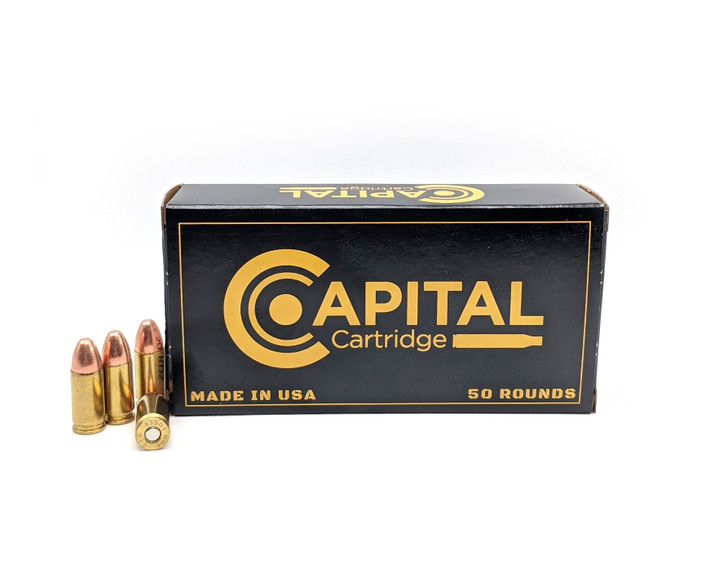 Capital Cartridge 9MM 115GR FMJ New Brass Plated Steel Case 1,250