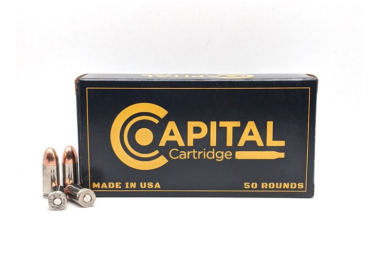 Capital Cartridge 9MM 115GR FMJ - REMAN Nickel Brass - 50RD BOX