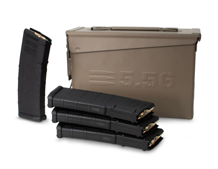Loaded Mag Bundle - 120rds PMC XTAC 5.56 M855 - 4X 30RD PMAGS  PreLoaded - Custom Metal Ammo Can