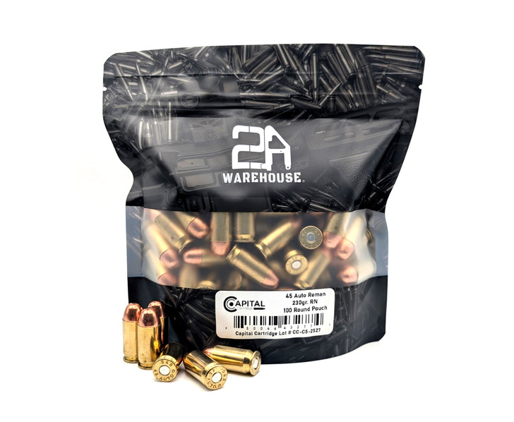Capital Cartridge  .45 ACP 230GR RN - REMAN Brass - 100RD Pouch