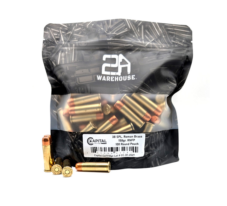 Capital Cartridge  .38 Special - 158GR Flat Point - Reman Brass - 100rd Pouch