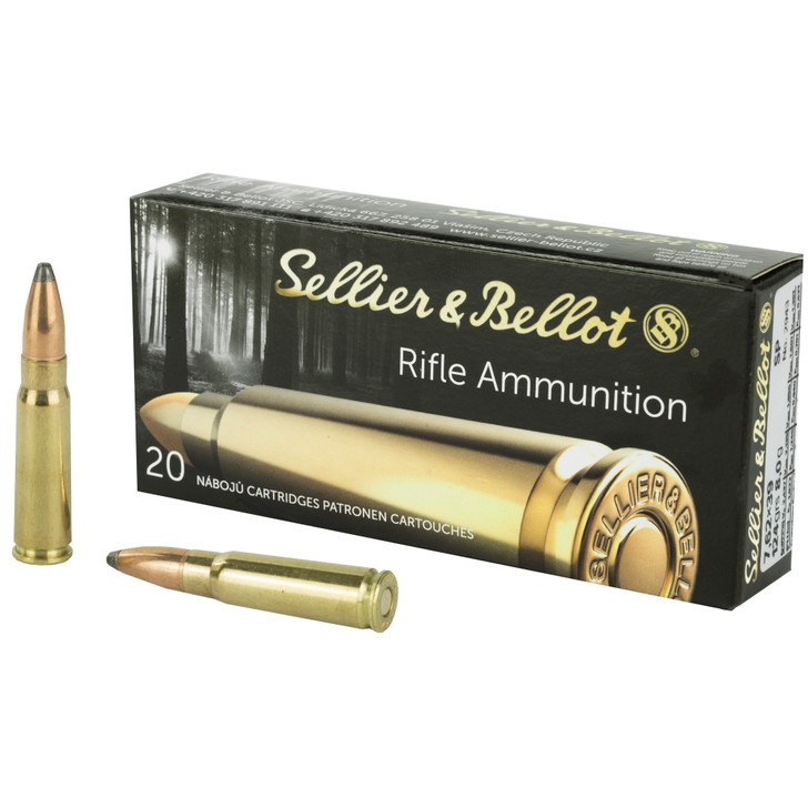 Sellier & Bellot  7.62x39MM 124GR Soft Point - Brass Case - SB76239B - 20rd Box