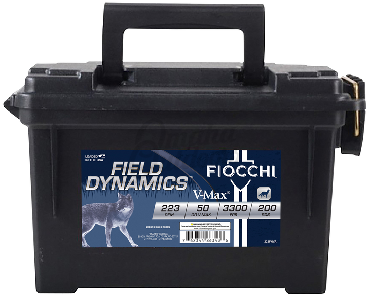 Fiocchi  .223 REM 50GR VMAX - 223FHVA50 - 200rd Can
