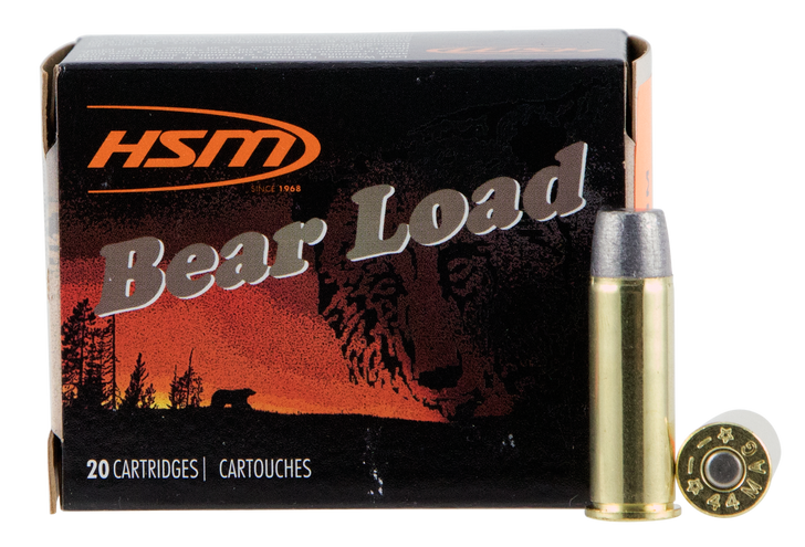 HSM - Bear Load -  .44 Remington Magnum 305 Grain Wide Flat Nose Brass Cased - Pistol Ammo  -  20RD Box