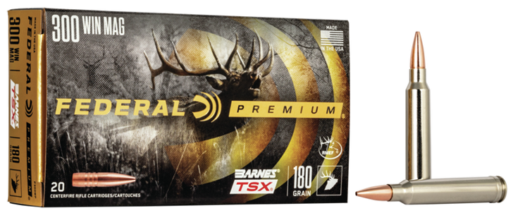 Federal BARNES TSX .300 Winchester Magnum 180 Grain Barnes Triple-Shock X - Rifle Ammo - 20RD Box - P300WP