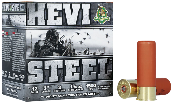 HEVI-Shot HEVI-Steel 12 Gauge 1-1/4oz 3in #BBB - Shotgun Ammo - 25RD Box - HS60002