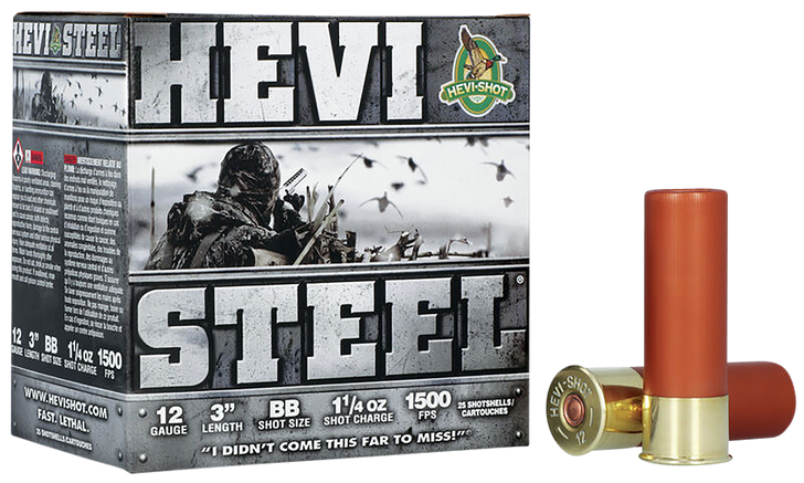 Hevi-Shot Hevi-Steel 12 Gauge 3in BB 1-1/4oz Waterfowl Shotshells - 25RD Box - BB
