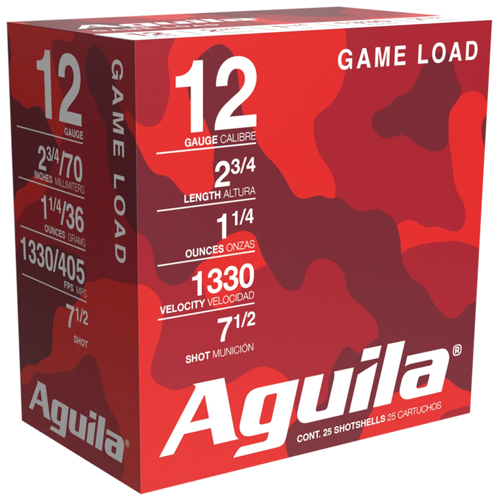 Aguila  -  Field 12 Gauge 1 1/4 Oz 2.75in 7.5 Shot - Shotgun Ammo - 25RD Box - 1CHB1207
