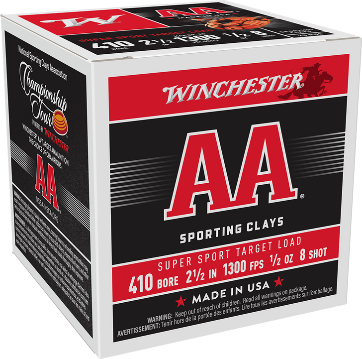 Winchester AA - .410 Bore - 1/2 Oz - 2.5in - 8 Shot  -  Shotgun Ammo - 25RD Box - AASC418