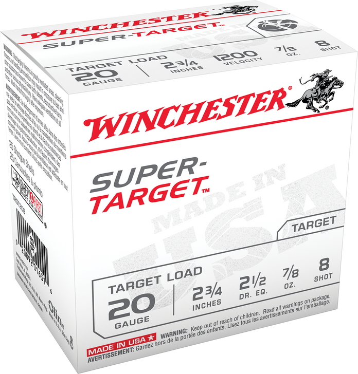 Winchester USA Shotshell 20 Gauge 7/8 Oz 2.75in - Shotgun Ammo - 25RD Box - TRGT208