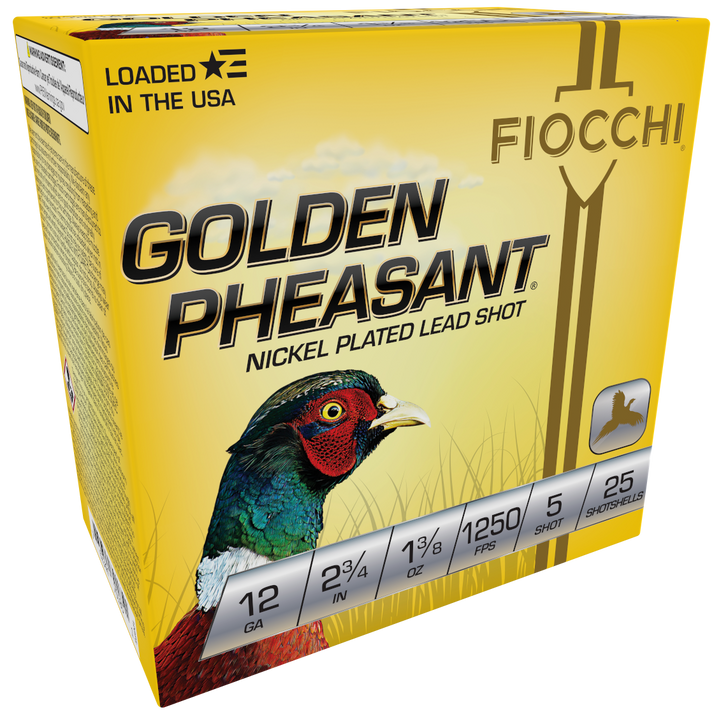 Fiocchi Golden Pheasant 12 Gauge 1 3/8 Oz - 2.75in - 5 Size - 25RD Box - 12GP5