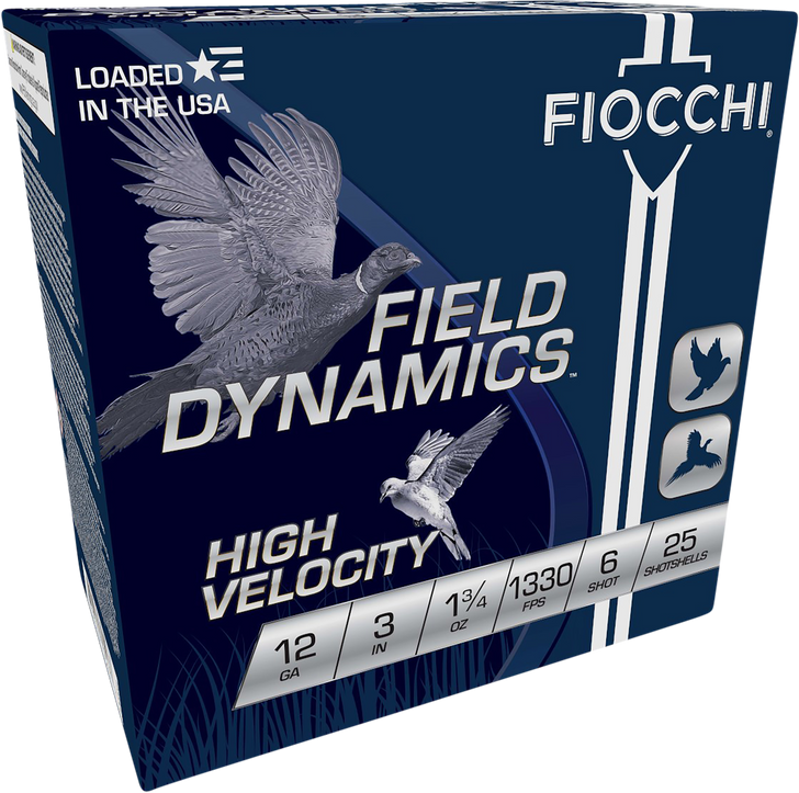 Fiocchi Hi Velocity Lead 12 Guage 1 3/4oz 3in 6 Shot Shotgun Ammo - 25RD Box - 123HV6