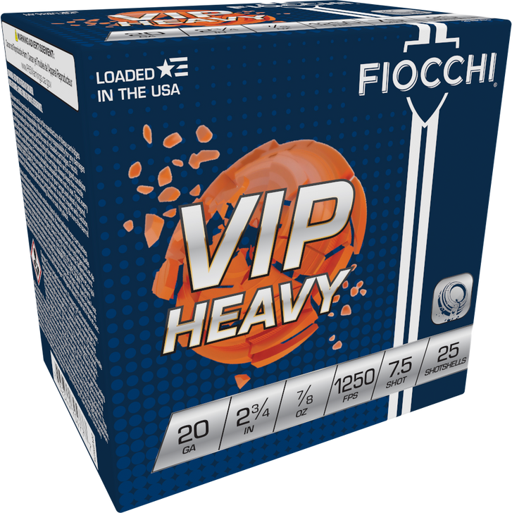 Fiocchi VIP Heavy 20 Gauge 7/8oz 2.75in 7 1/2 Shot Shotgun Ammo - 25RD Box - 20VIPH75