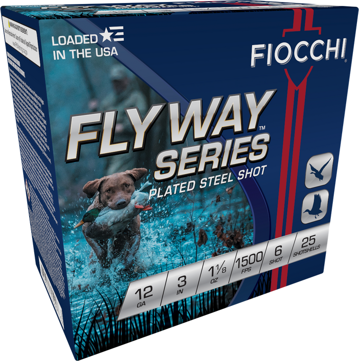 Fiocchi Flyway Plated Steel - 12 Gauge - 3" - 1 1/8 Oz. #6 Shot - 25RD Box