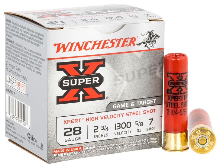 Winchester Super-X Shotshell 28 Gauge 5/8 Oz 2.75in - Shotgun Ammo - 25RD Box - WE28GT7