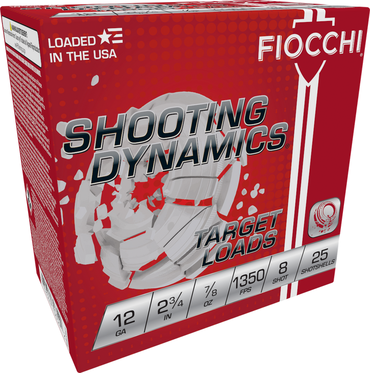 Fiocchi Shooting Dynamics 12 Gauge 7/8oz 2.75in 8 Shot Shotgun Ammo - 25RD Box - 12SD78H8