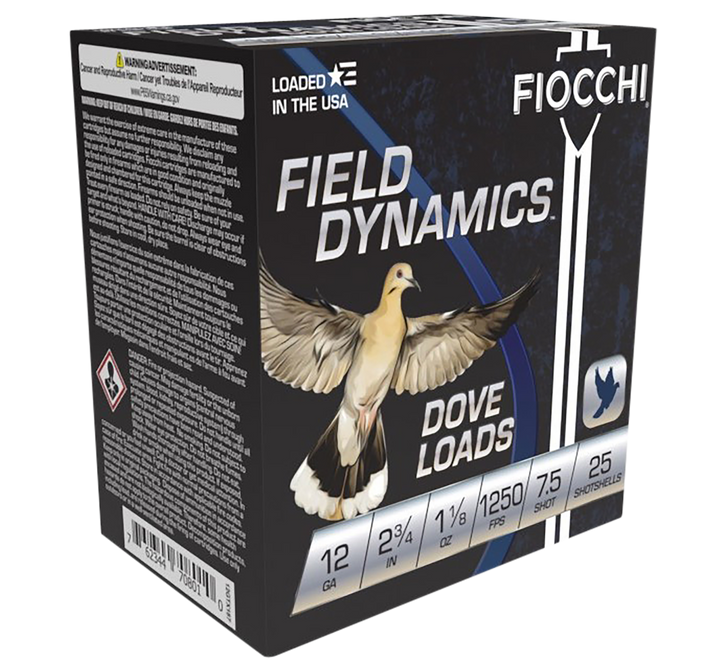 Fiocchi Dove/Quail 12 Gauge 1 1/8oz 2.75in 7 1/2 Size Shotgun Ammo - 25RD Box - 12GTX187