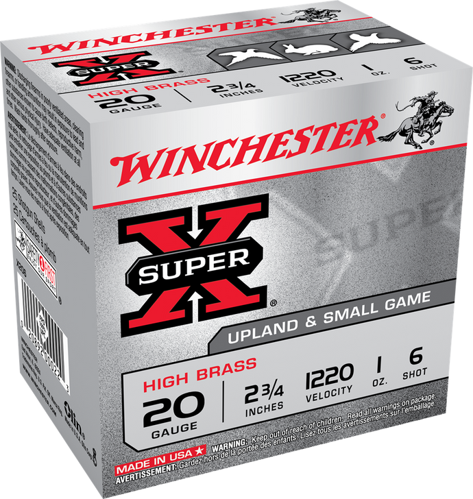 Winchester Super-X Shotshell 20 Gauge 1 Oz 2.75in - Shotgun Ammo - 25RD Box - X206