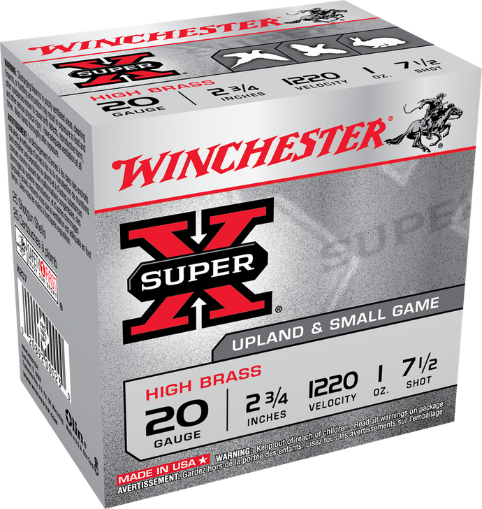Winchester Super-X Shotshell 20 Gauge 1 Oz 2.75in - Shotgun Ammo - 25RD Box - X207