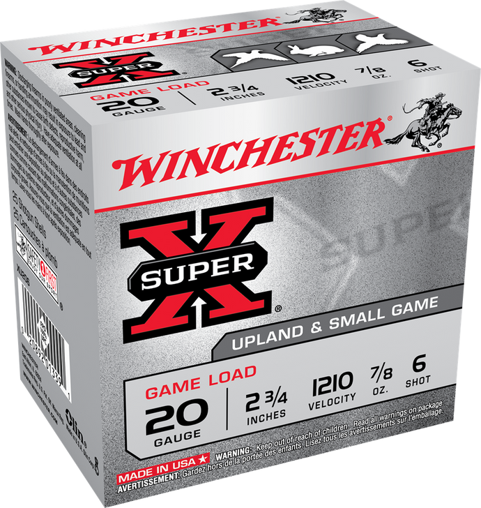 Winchester Super-X Shotshell 20 Gauge 7/8 Oz 2.75in - Shotgun Ammo - 25RD Box - XU206