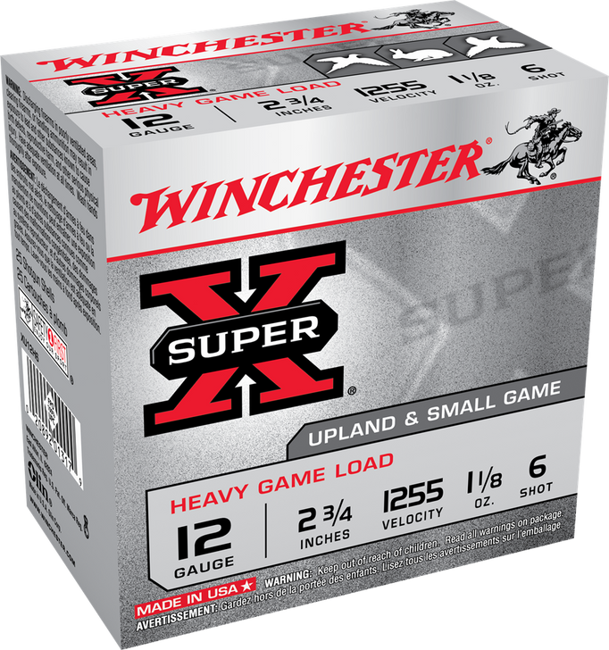 Winchester Super-X Shotshell 12 Gauge 1 1/8 Oz 2.75in - Shotgun Ammo - 25RD Box - XU12H6
