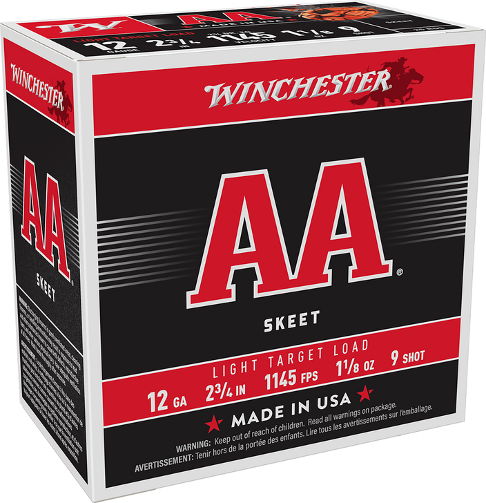 Winchester AA 12 Gauge 1 1/8 Oz 2.75in - #9 Shot Shotgun Ammo - 25RD Box - AA129