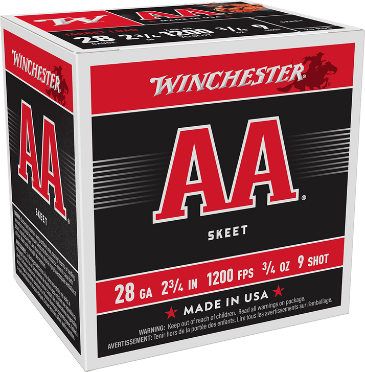 Winchester AA 28 Gauge 3/4 Oz 2.75in - #9 Shot Shotgun Ammo - 25RD Box - AA289