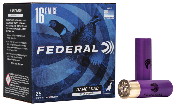 Federal Game Shok 16 Gauge 1 1/8oz 2 3/4' Shotgun Ammo - 4 Shot - 25RD Box - H163 4
