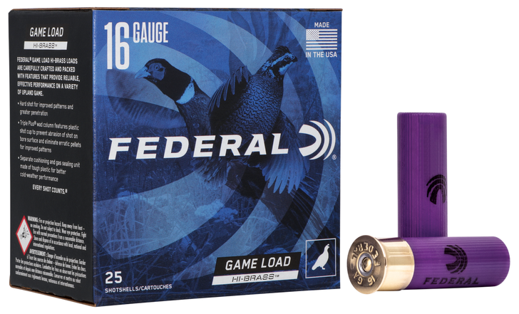Federal Game Shok 16 Gauge 1 1/8oz 2 3/4' Shotgun Ammo - 6 Shot - 25RD Box - H163 6
