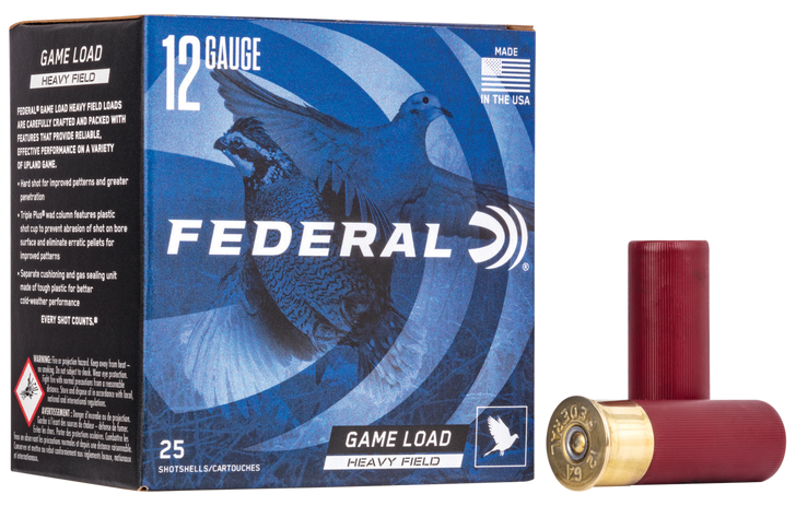Federal Game Shok Upland Heavy Field 12 Gauge 1 1/8oz 2 3/4' Shotgun Ammo - 8 Shot - 25RD Box - H123 8