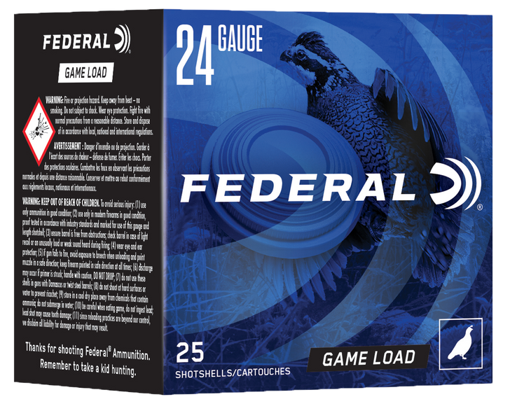 Federal Game-Shok 24 Gauge 11/16 Oz 2 1/2in - Shotgun Ammo - 25RD Box - N124 8