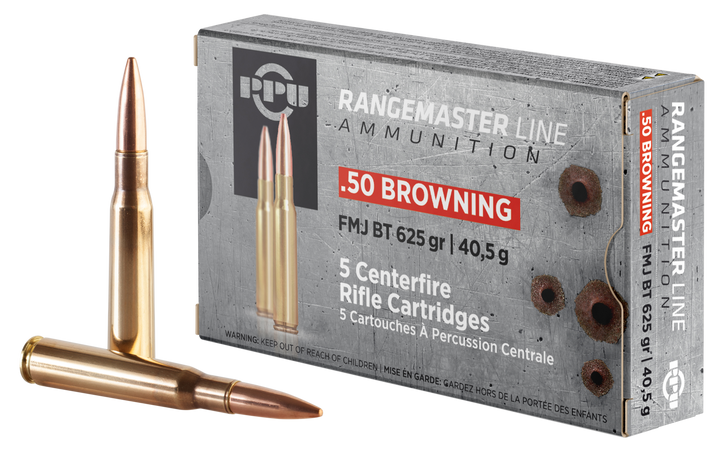 PPU Rangemaster .50 BMG 625 Grain - FMJ -  - 5RD Box - PPRM50