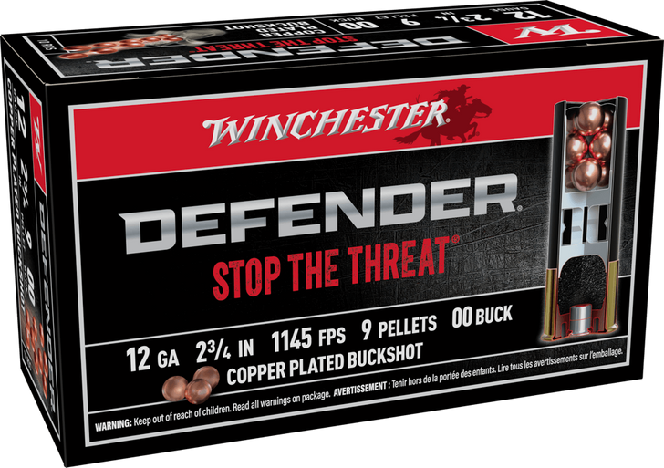 Winchester Defender 12 Gauge 2 3/4in 9 Pellets - Shotgun Ammo - 10 Round - SB1200PD