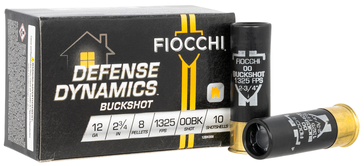 Fiocchi Defense Dynamics 12 Gauge 8oz 2.75in 00BK Size Shotgun Ammo - 10RD Box - 12BK008