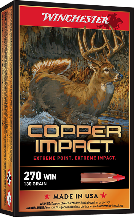 Winchester Deer Season XP Copper Impact .270 130 Grain Copper Extreme Point - Rifle Ammo - 20RD Box - X270CLF