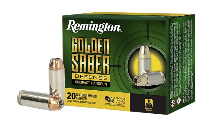 Remington Golden Saber Defense Compact 10mm Auto 180 Grain Brass-- JHP - Nickel Plated Brass Cased  -  Pistol Ammo  -  20RD Box - R2